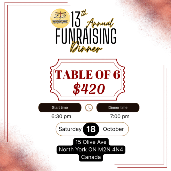 13th Annual Fundraising Dinner- Table of 6